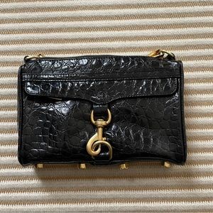 Rebecca Minkoff Black Croc-Embossed Crossbody Bag